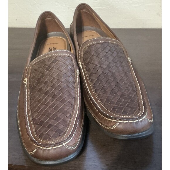 Men’s Johnston & Murphy Locklin Woven Venetian Loafers Brown Leather main image 3